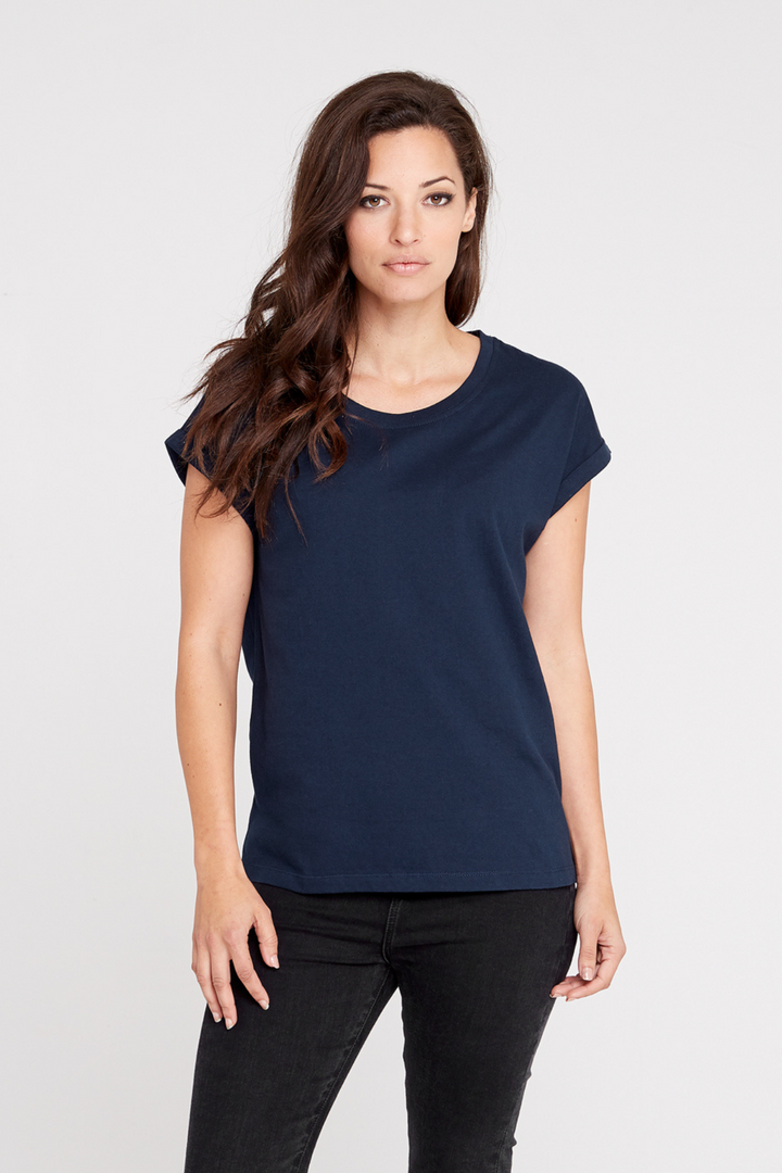 Dorsu Rolled Sleeve Crew T-shirt in Navy