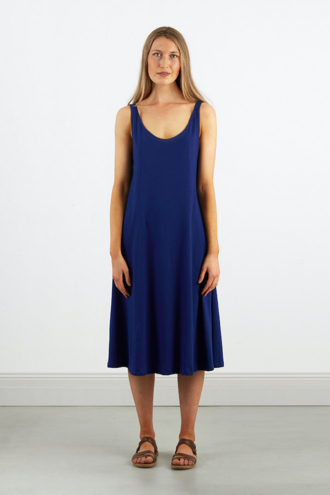 Dorsu Scoop Neck Tank Dress in Sapphire, available on ZERRIN