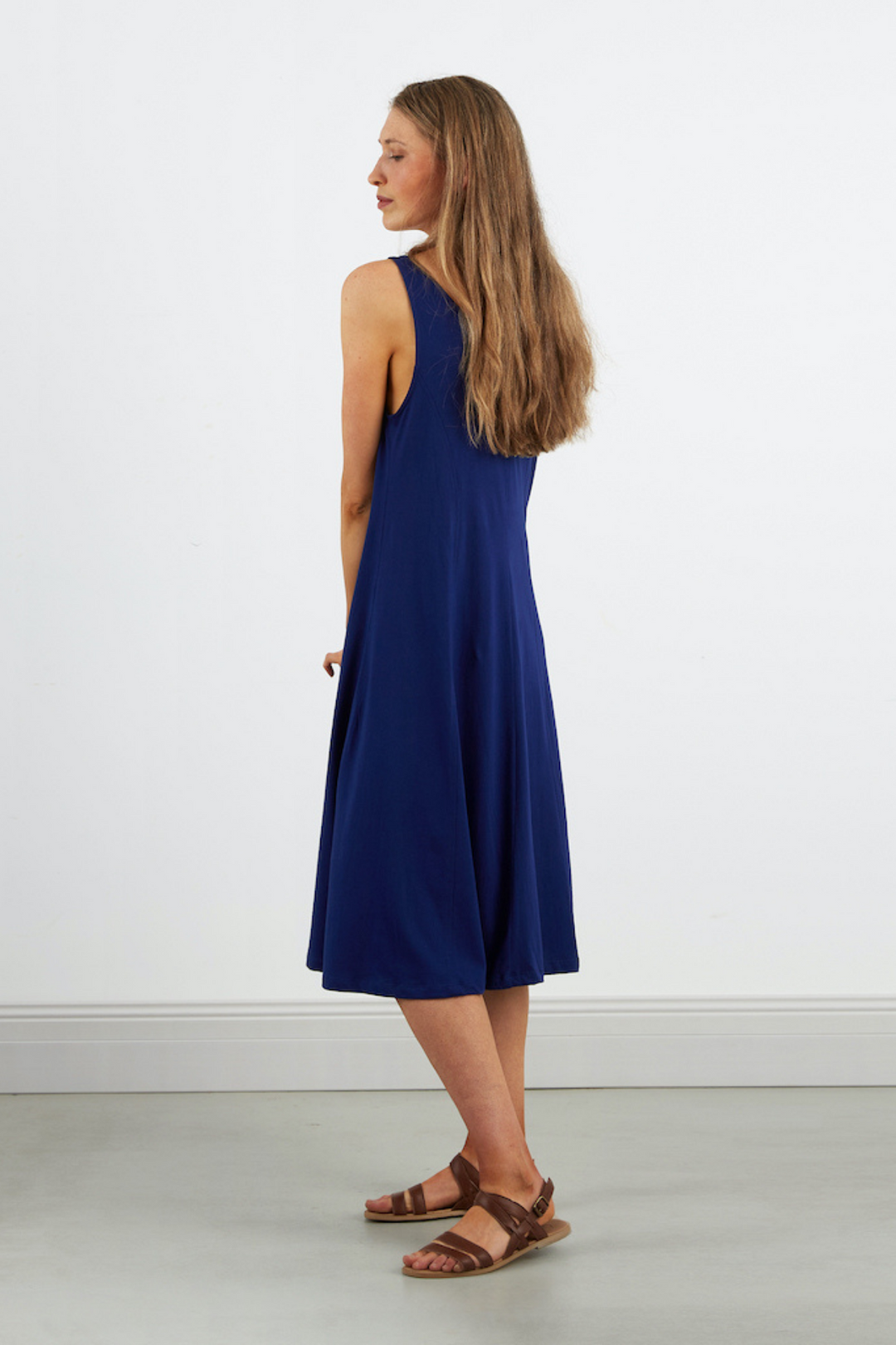 Dorsu Scoop Neck Tank Dress in Sapphire, available on ZERRIN