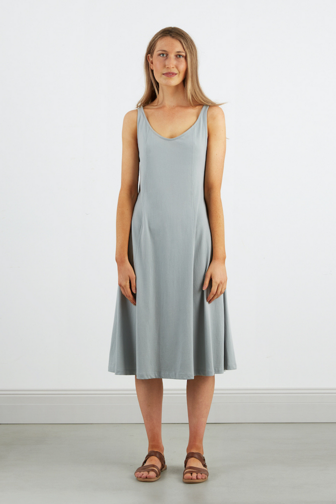 Dorsu Scoop Neck Dress in Sea Salt, available on ZERRIN