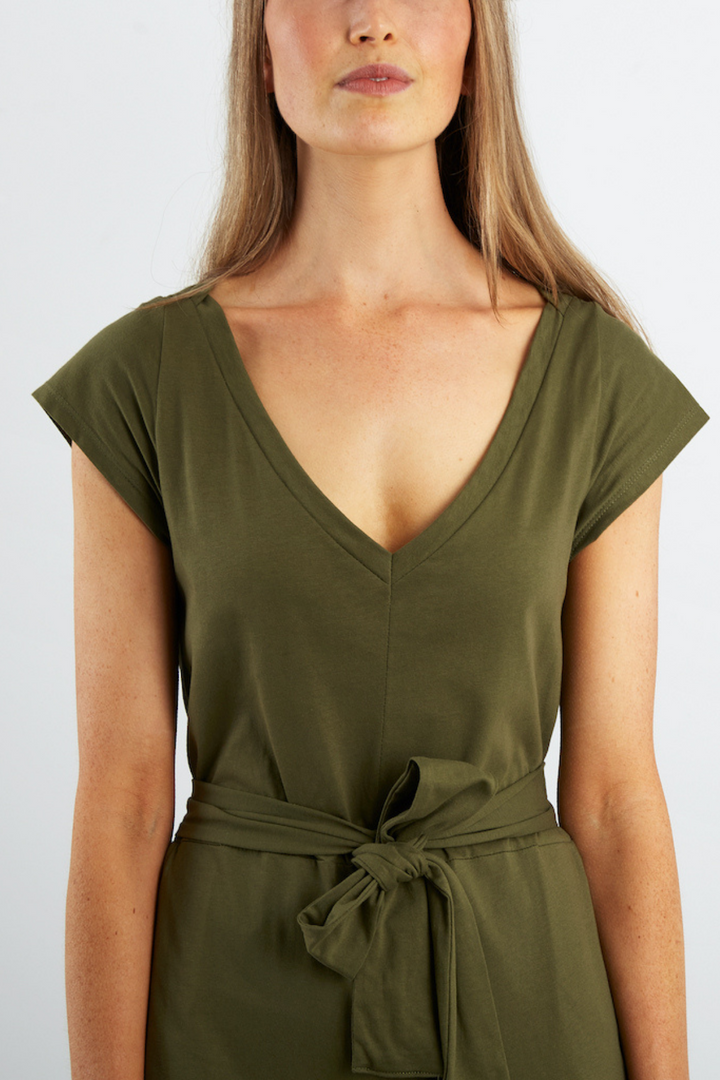 Dorsu Wide Leg Jumpsuit in Olive, available on ZERRIN with free Singapore shipping
