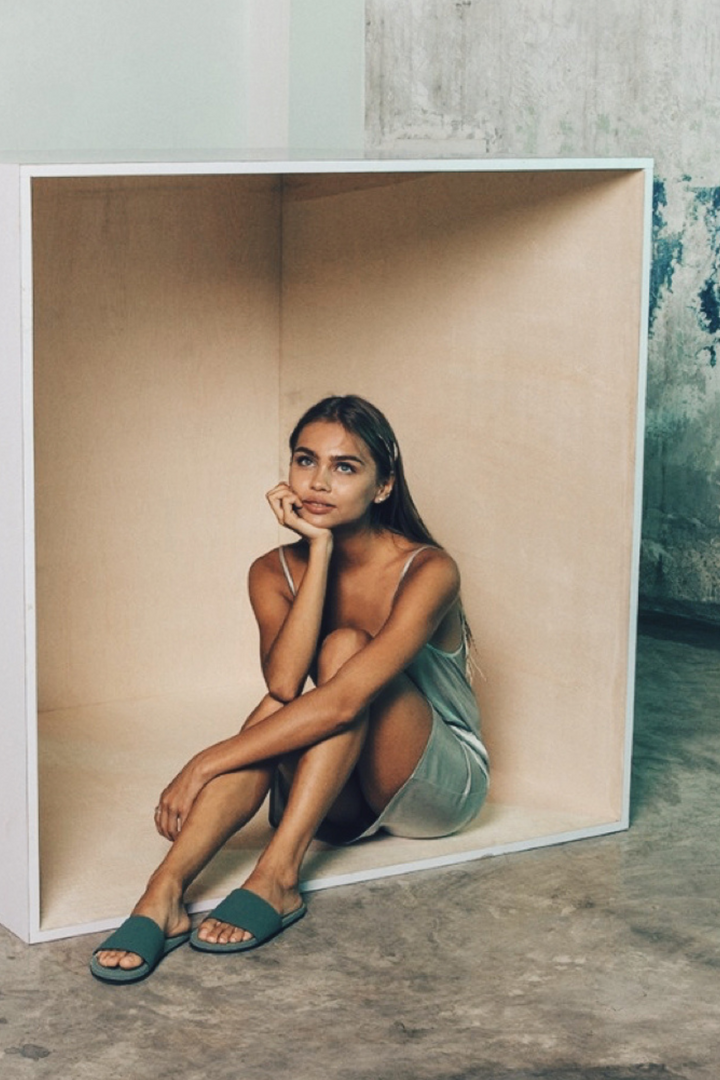 Indosole Women’s ESSNTLS Slides in Leaf, available on ZERRIN with free Singapore shipping