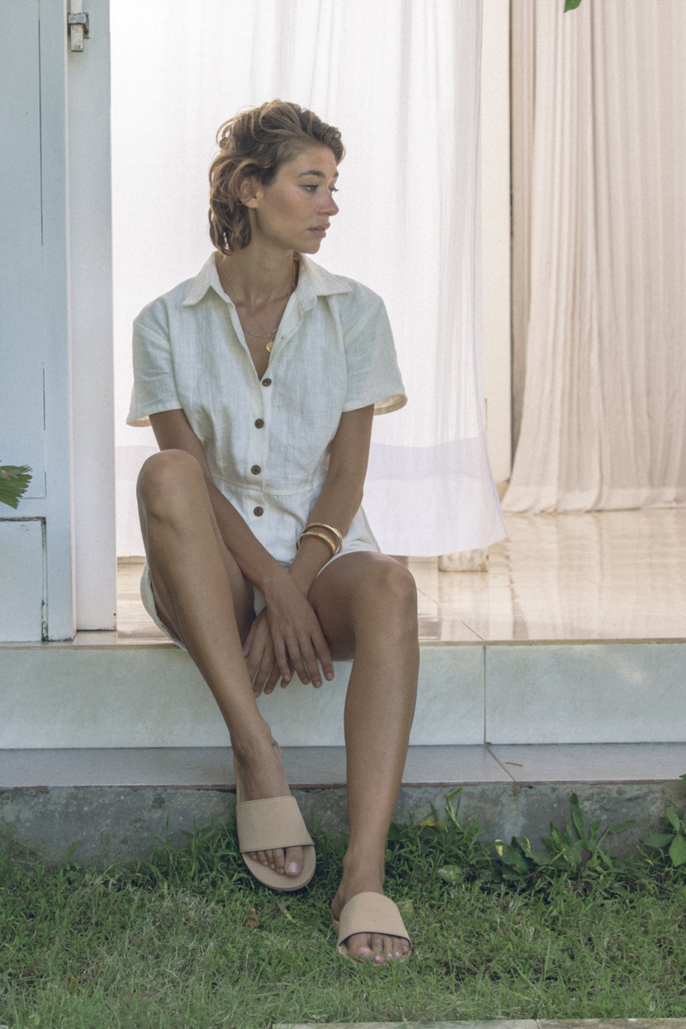 Indosole Women’s ESSNTLS Slides in Light Soil, available on ZERRIN with free Singapore shipping
