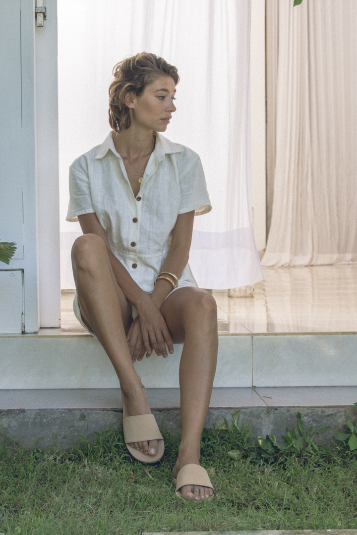 Indosole Women’s ESSNTLS Slides in Light Soil, available on ZERRIN with free Singapore shipping