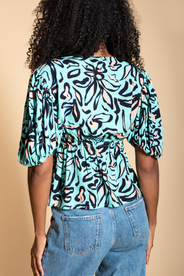 Iris Tie Front top in Mark Making Floral Print