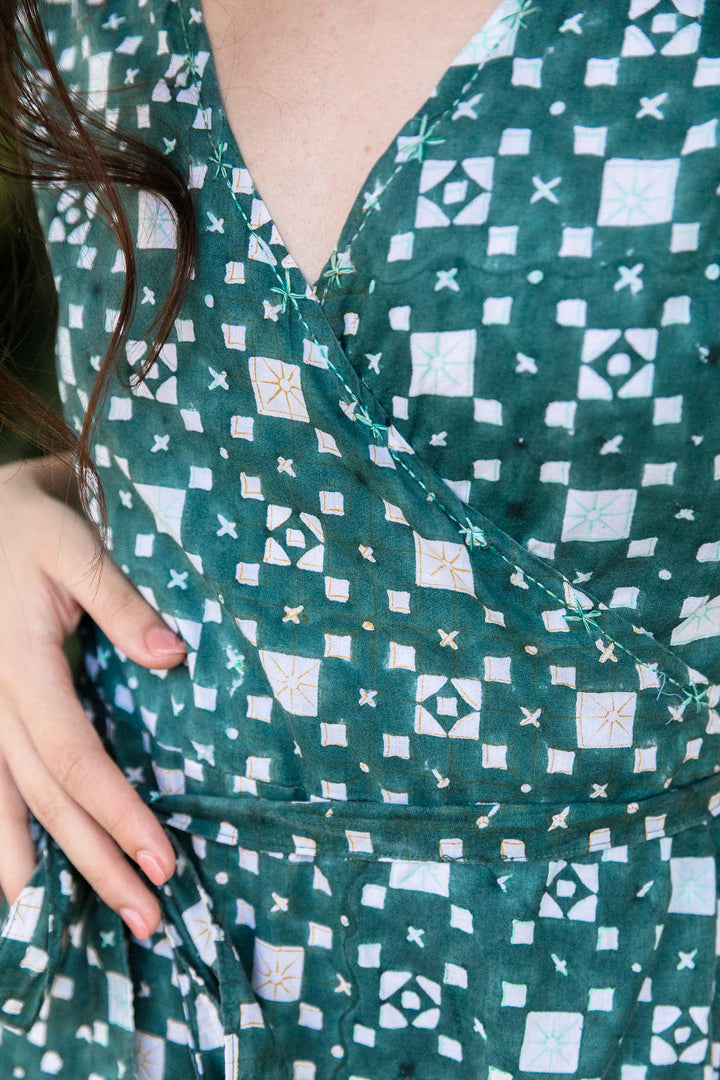 Kali Wrap Dress in Green