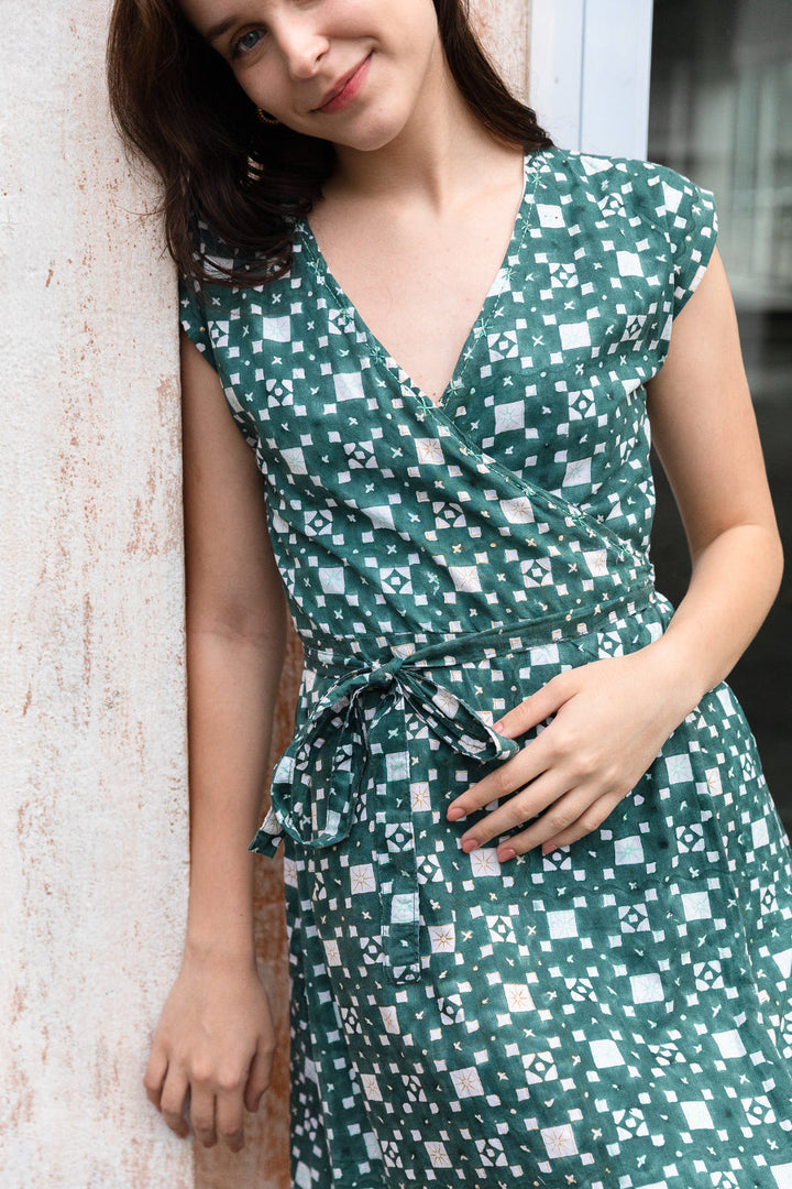Kali Wrap Dress in Green