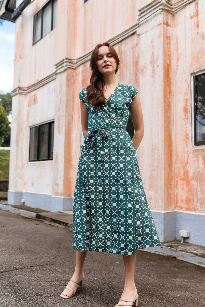 Kali Wrap Dress in Green