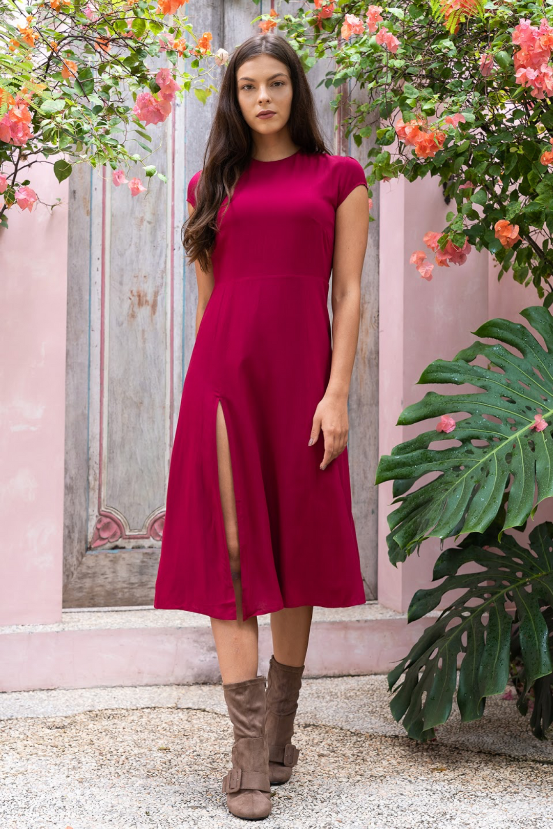 Lily & Lou Rachel Dress in Wine, available in ZERRIN