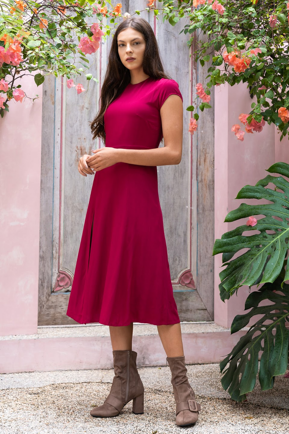 Lily & Lou Rachel Dress in Wine, available in ZERRIN