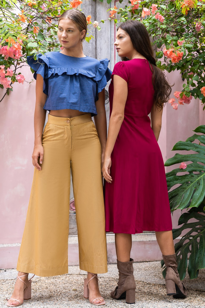 Lily & Lou Rachel Dress in Wine, available in ZERRIN