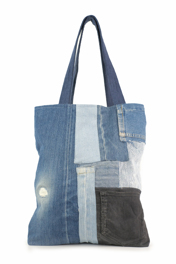 Denim Rays Patchwork Tote Bag