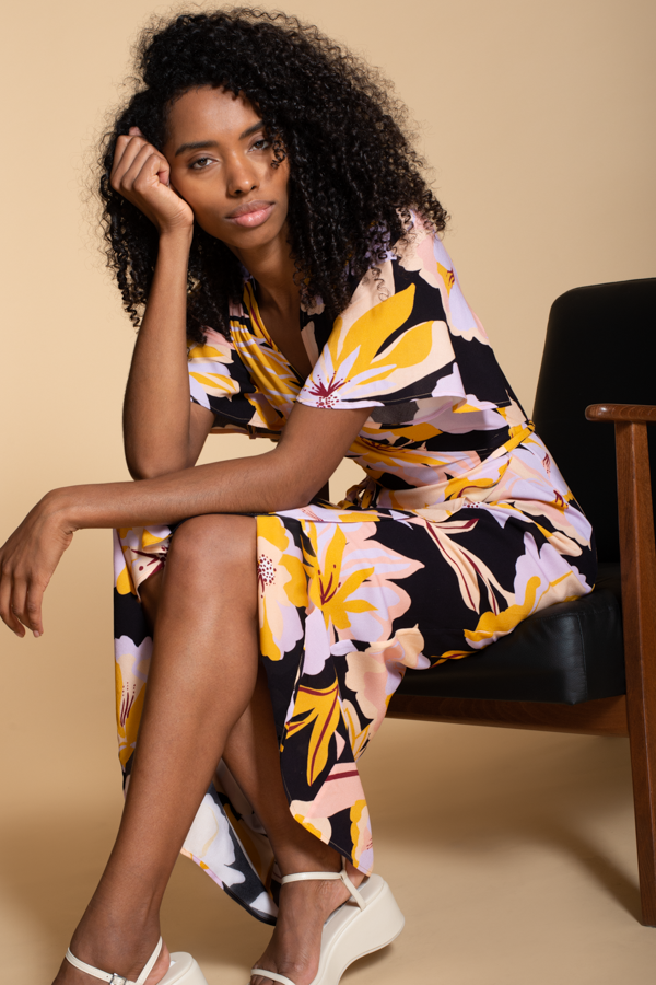 Rosa Maxi dress in Oversize Yellow Floral Print