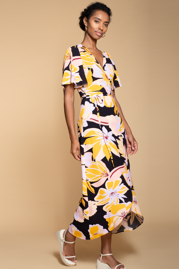 Rosa Maxi dress in Oversize Yellow Floral Print