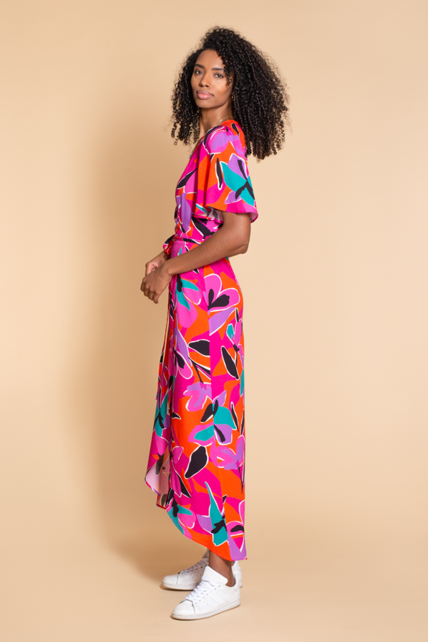 Rosa Maxi Dress in Pink Graphic Floral Print