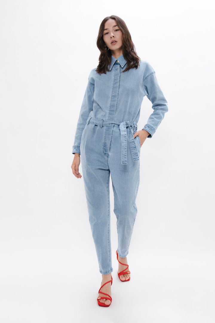 San Francisco SFO Denim Boilersuit In Sky