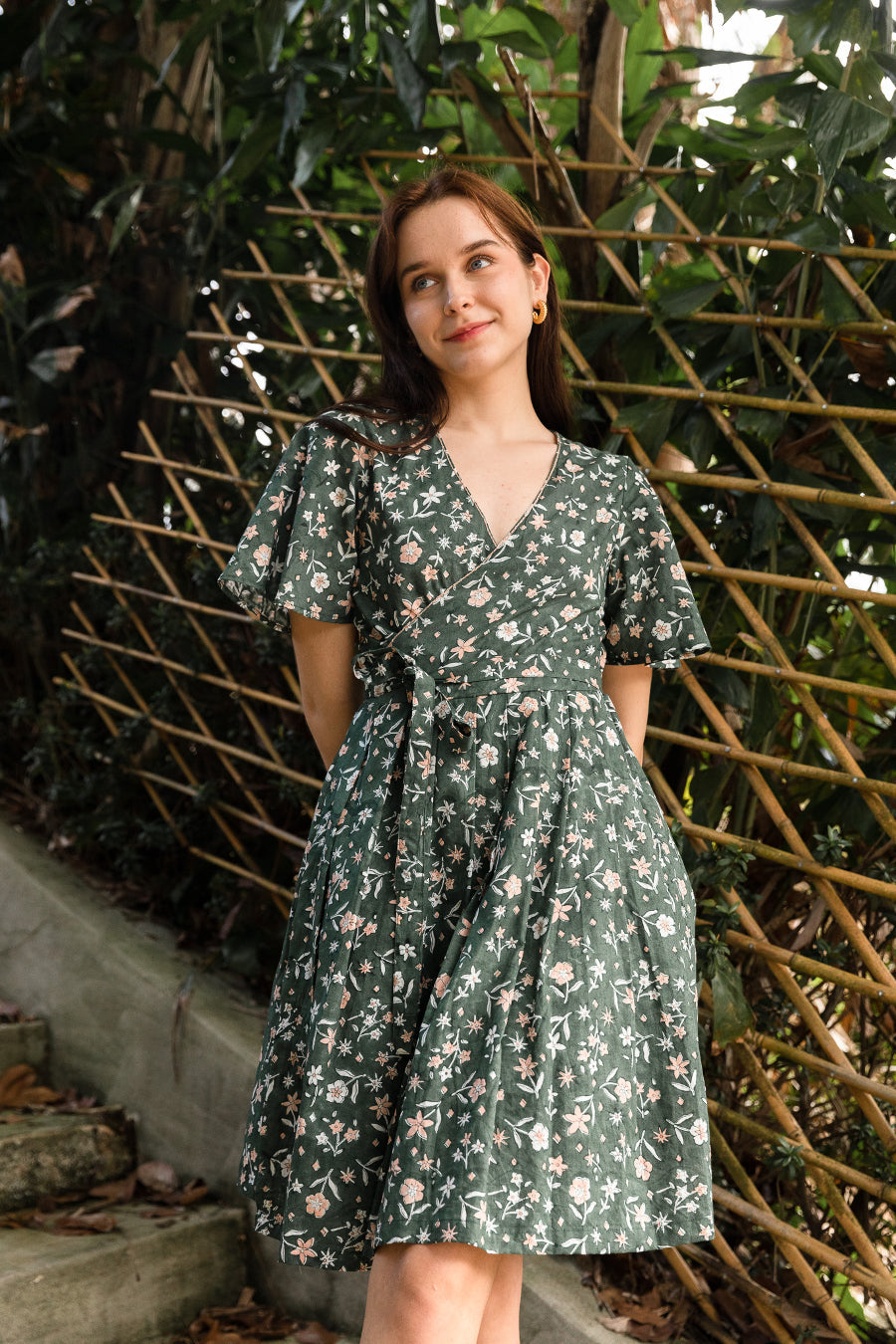 Suri Wrap Dress in Green