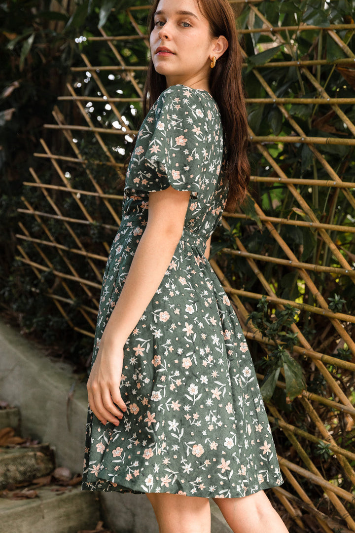 Suri Wrap Dress in Green