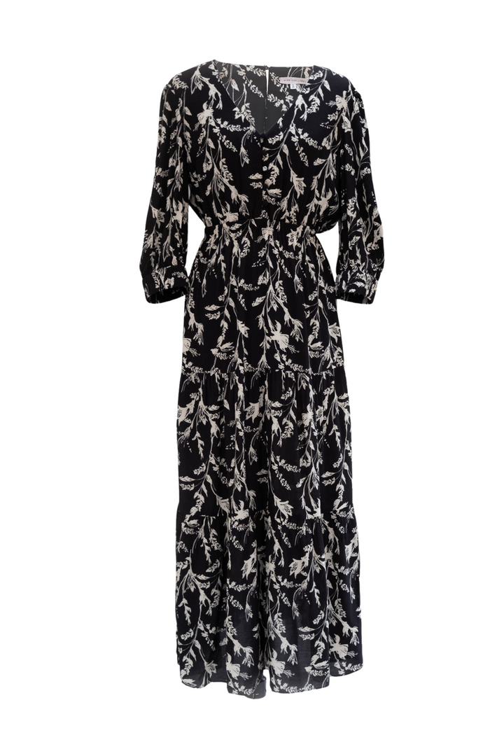 Kalmia Maxi in Black & White Sketch Floral