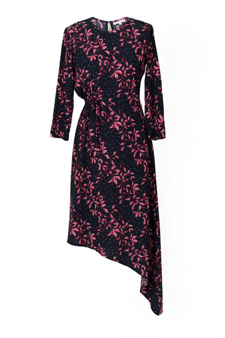 Azalea Dress in Pink Leaf Print