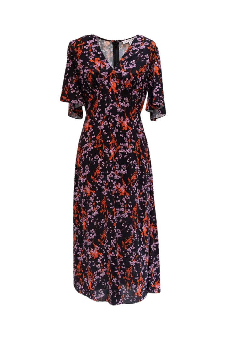 Delphi V Front Dress in Pink Floral
