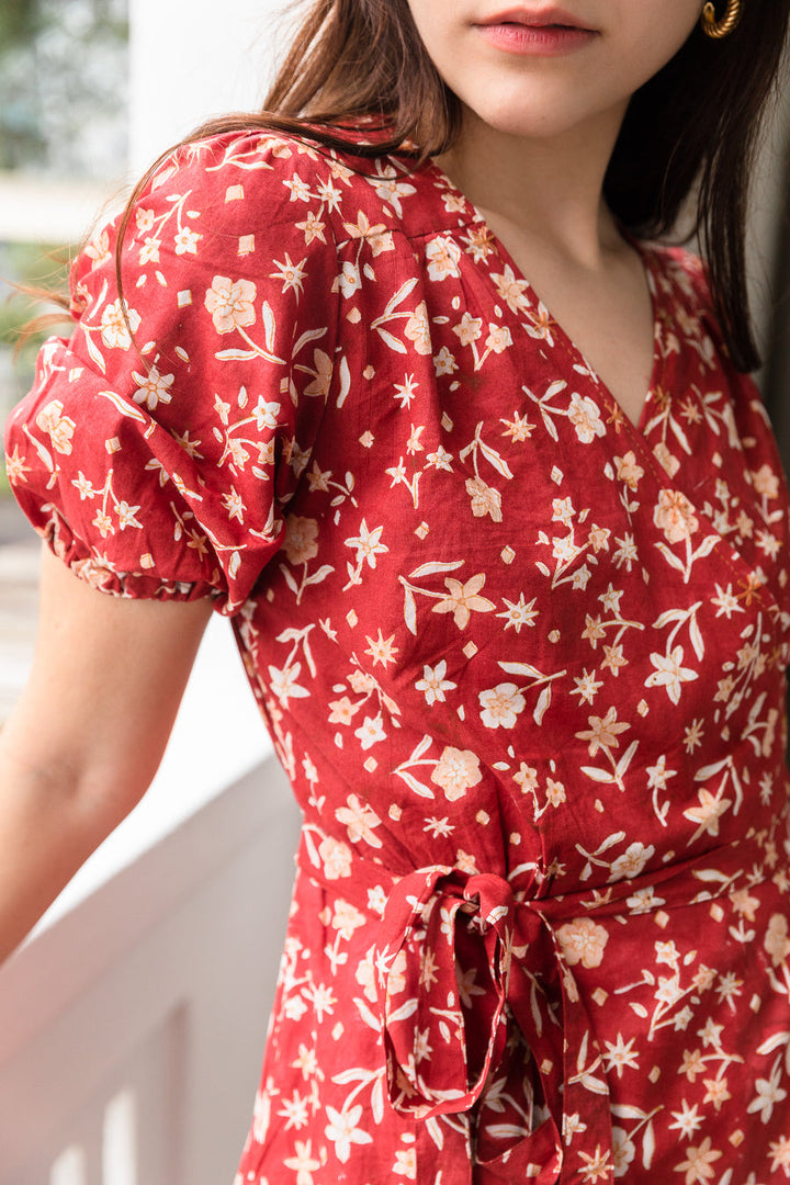 Vera Wrap Dress in Red