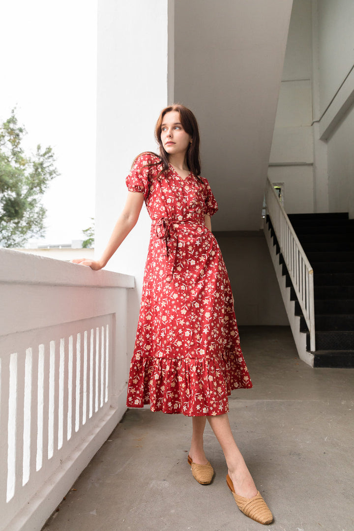 Vera Wrap Dress in Red