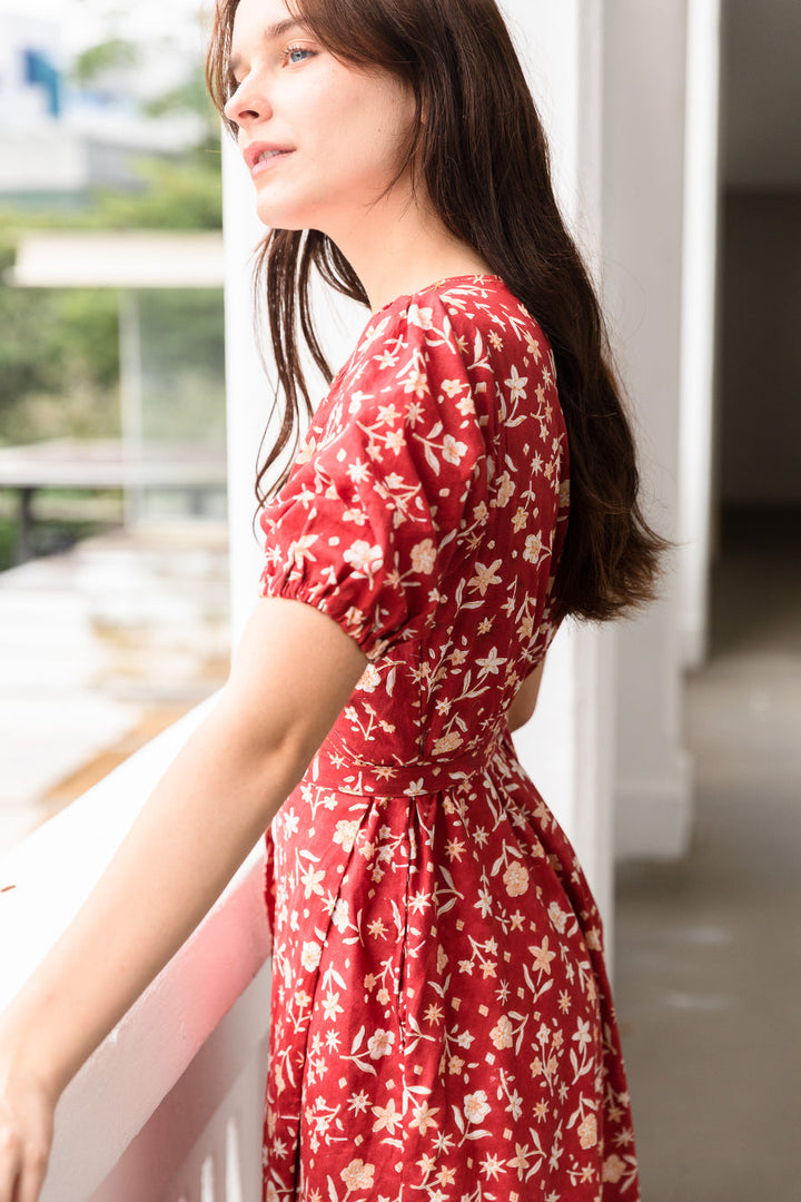 Vera Wrap Dress in Red