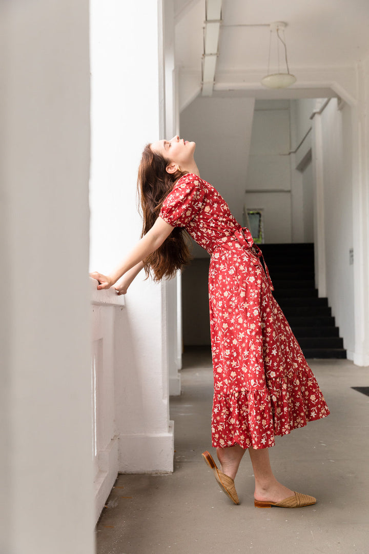Vera Wrap Dress in Red