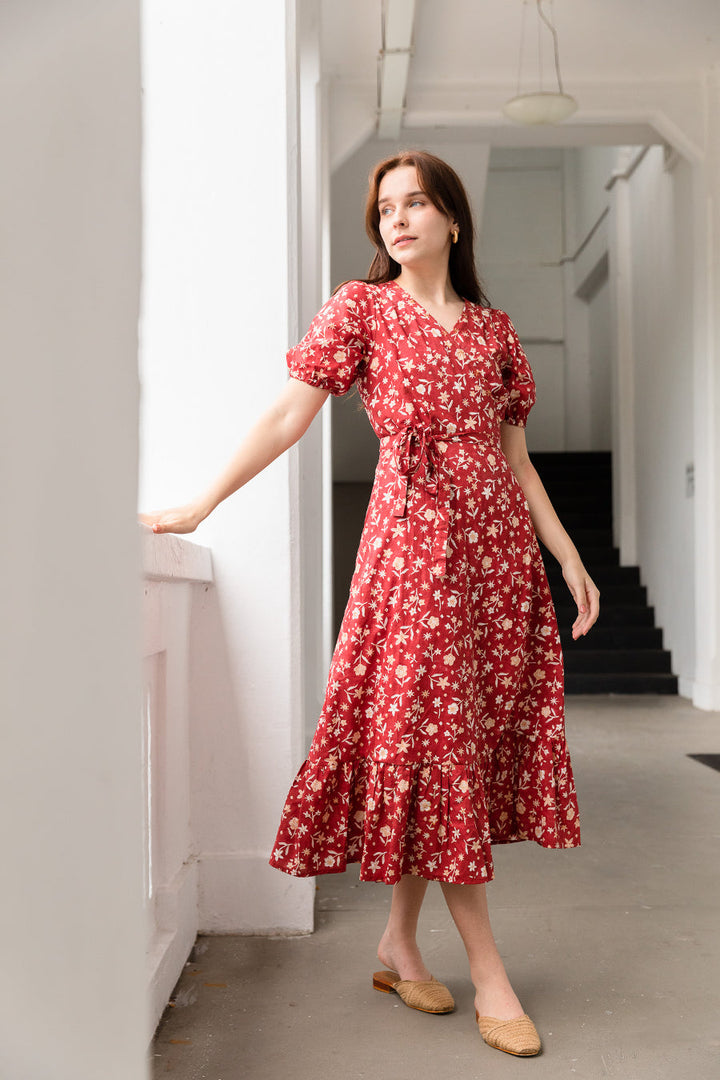 Vera Wrap Dress in Red