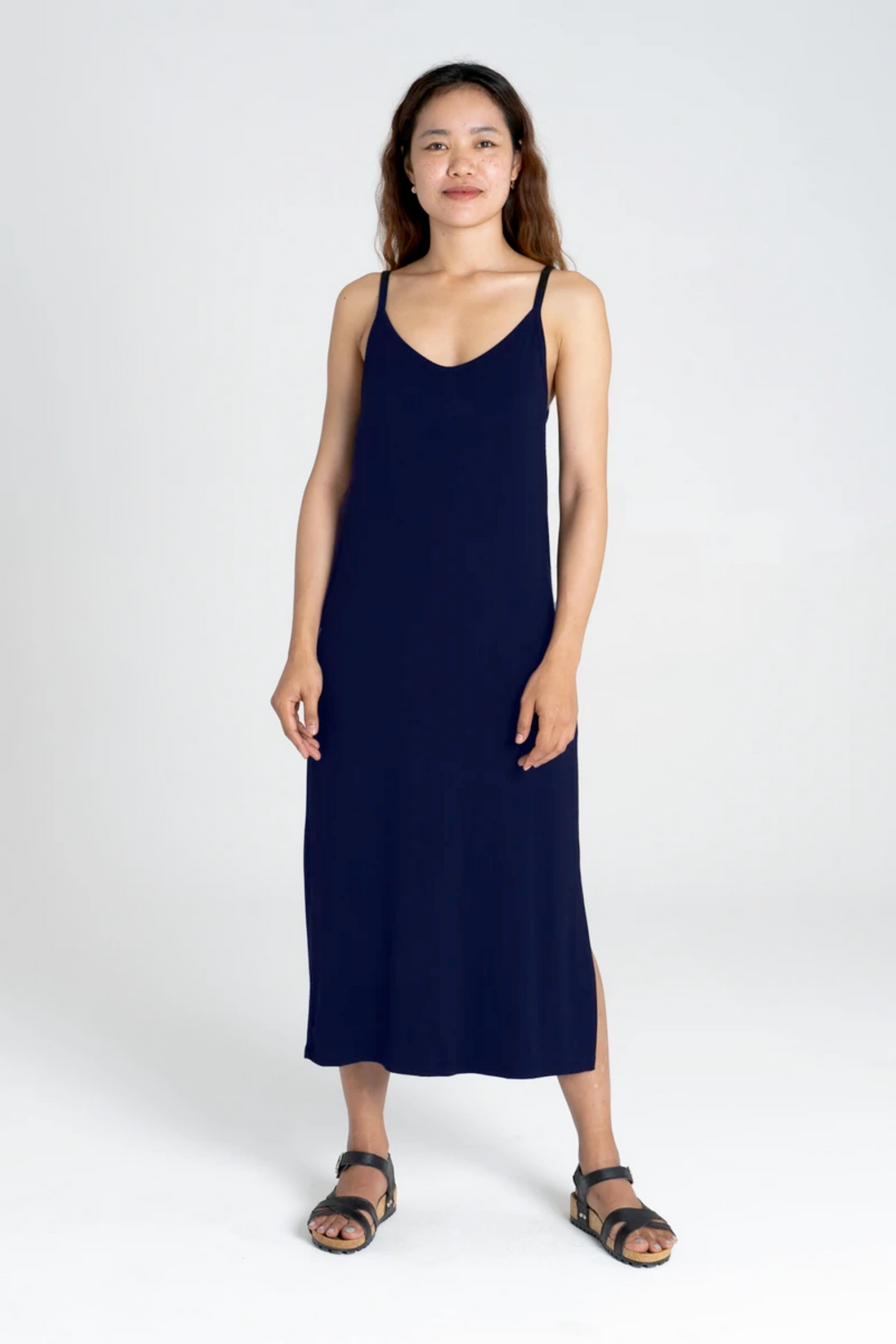 Dorsu Singlet Dress in Navy, available on ZERRIN with free Singapore shipping