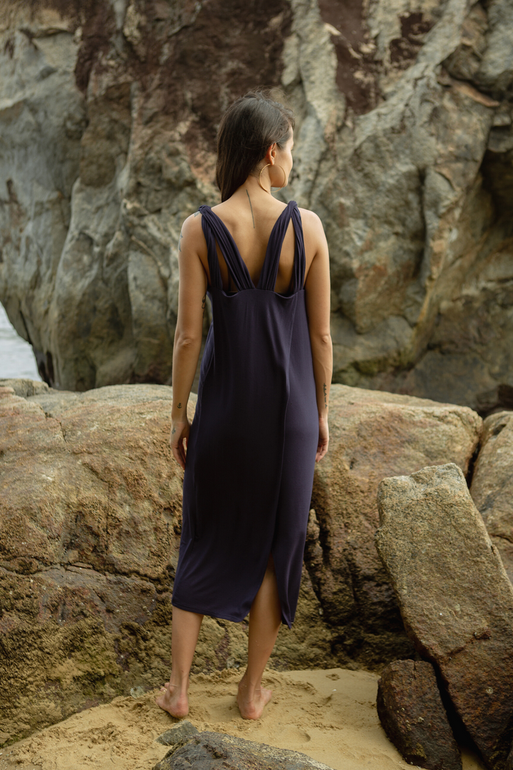 Su By Hand Olivia Dress in Navy, available on ZERRIN with free Singapore shipping