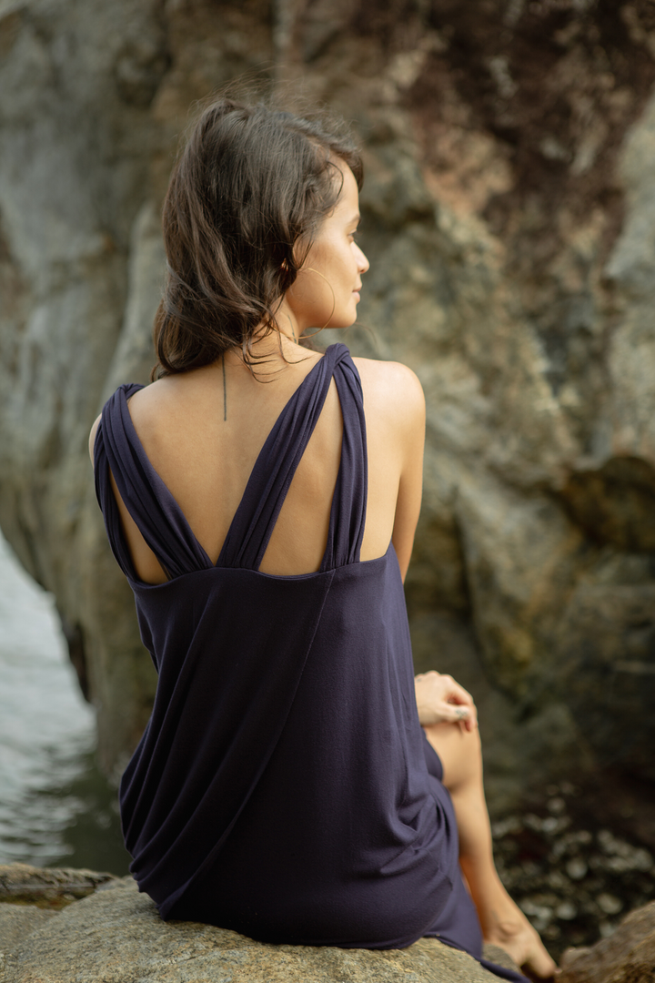 Su By Hand Olivia Dress in Navy, available on ZERRIN with free Singapore shipping