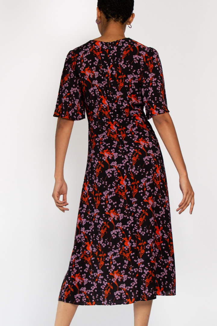 Hide The Label Delphi V Front Dress in Pink Floral, available in ZERRIN