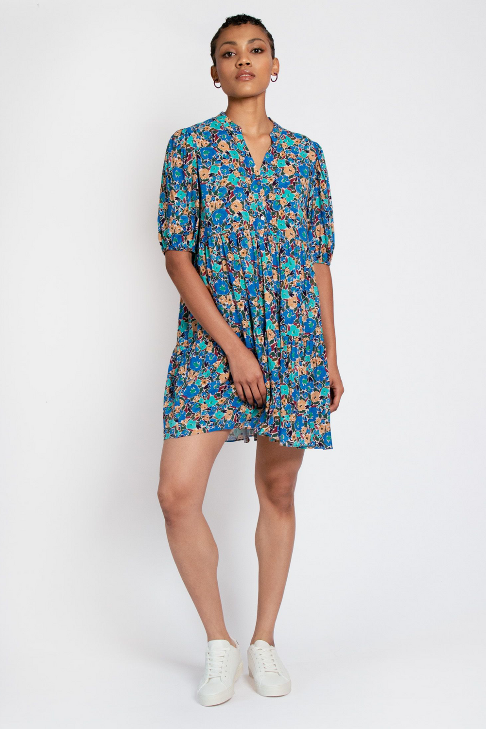 Hide the Label Lilium Short Tiered Dress In Expressive Floral, available in ZERRIN