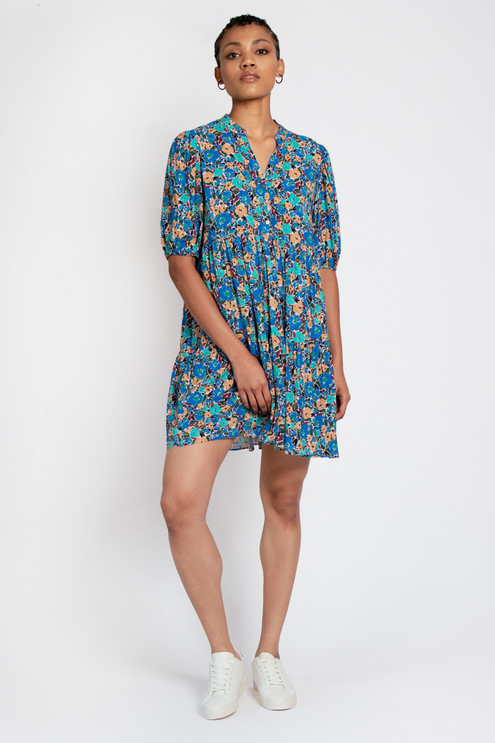 Hide the Label Lilium Short Tiered Dress In Expressive Floral, available in ZERRIN