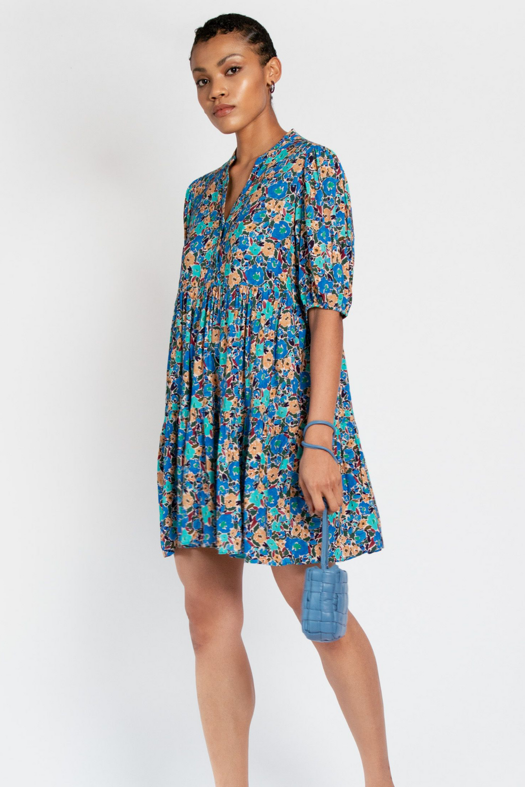 Hide the Label Lilium Short Tiered Dress In Expressive Floral, available in ZERRIN