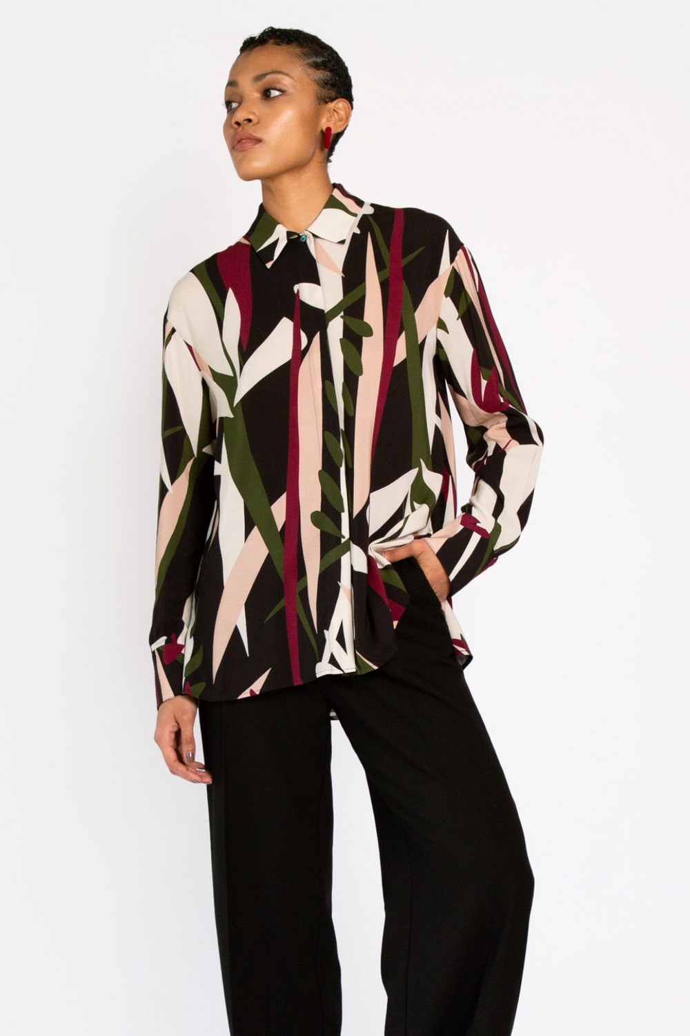 Hide the Label Nerine Longline Shirt in Abstract Floral, available in ZERRIN