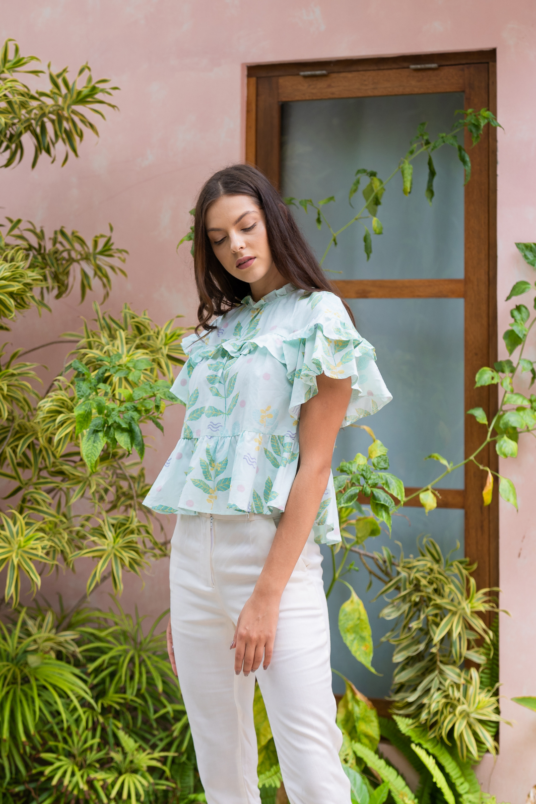 Lily & Lou Ulla Blouse in Leafy, available in ZERRIN