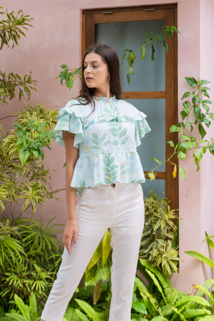 Lily & Lou Ulla Blouse in Leafy, available in ZERRIN