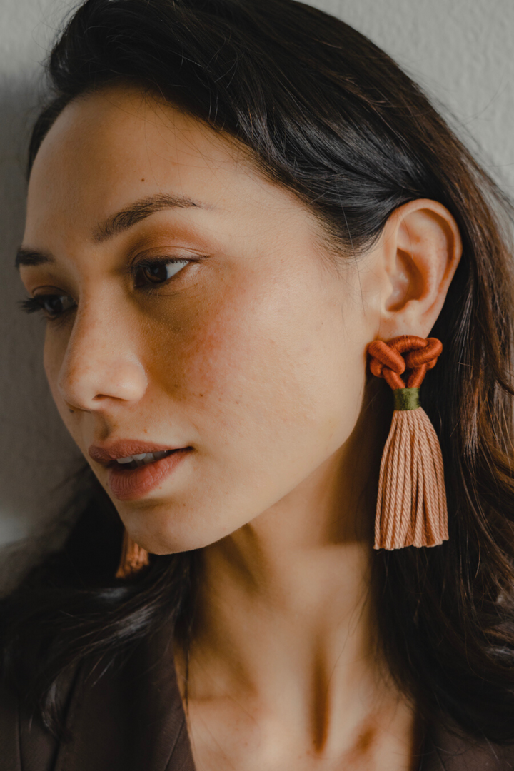 Talee Rama Knot Earrings in Sunset & Apricot, available on ZERRIN with free Singapore shipping