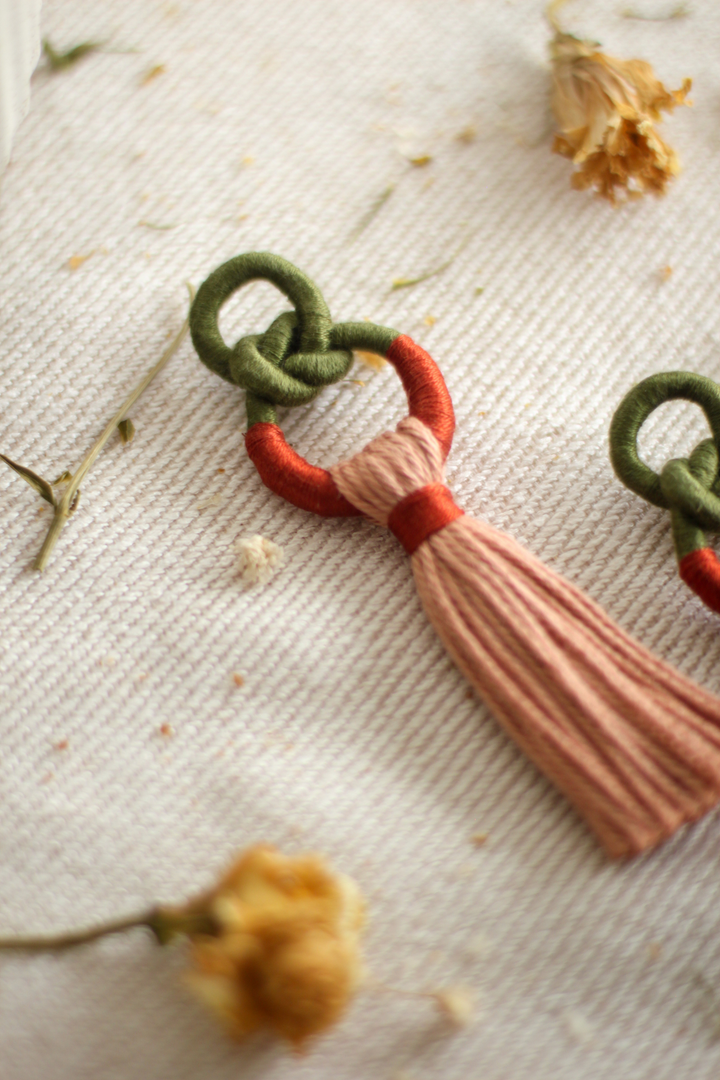 Talee Zia Knot Earrings in Pine & Apricot, available on ZERRIN with free Singapore shipping