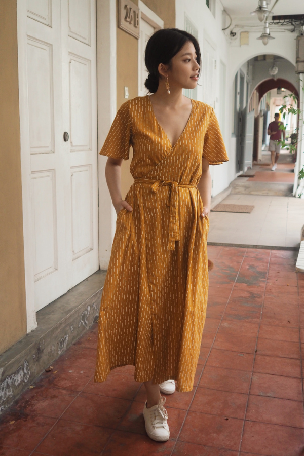 Bria Wrap Dress in Mustard
