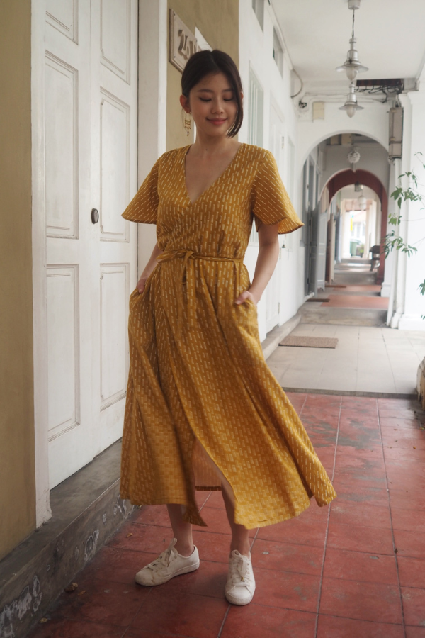 Bria Wrap Dress in Mustard