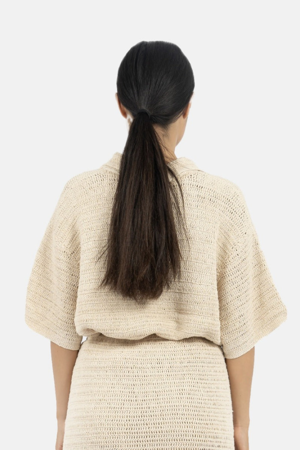 1 People Sedona Crochet Polo Top In Natural