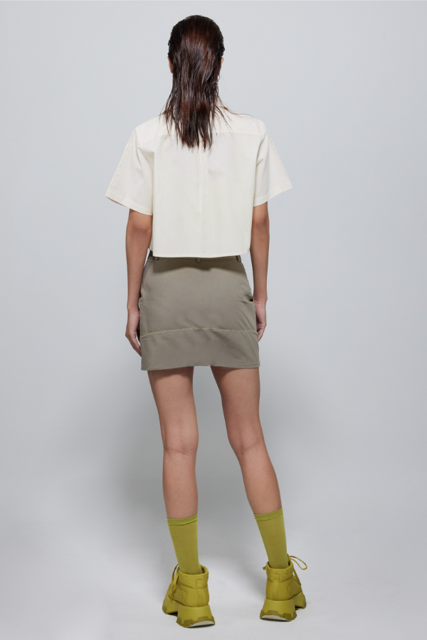 Alex Boxy Cropped Short-Sleeved Shirt In Cream