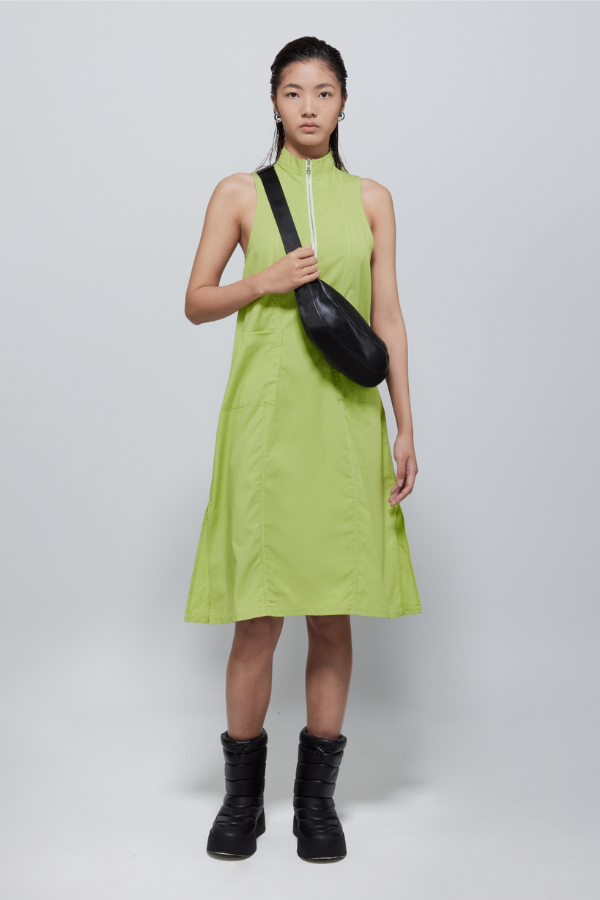 Amelie Sleeveless Zipped Dress In Green