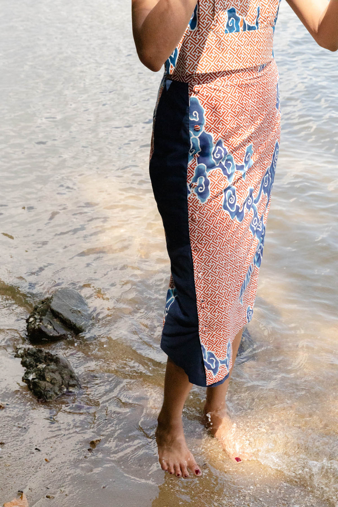 Batik Pencil Skirt In Tumbuh Clay
