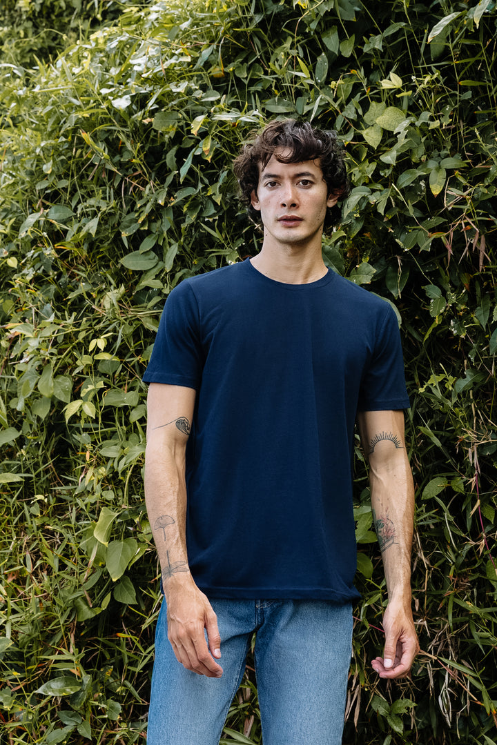 Cotton Crew T-shirt in Navy