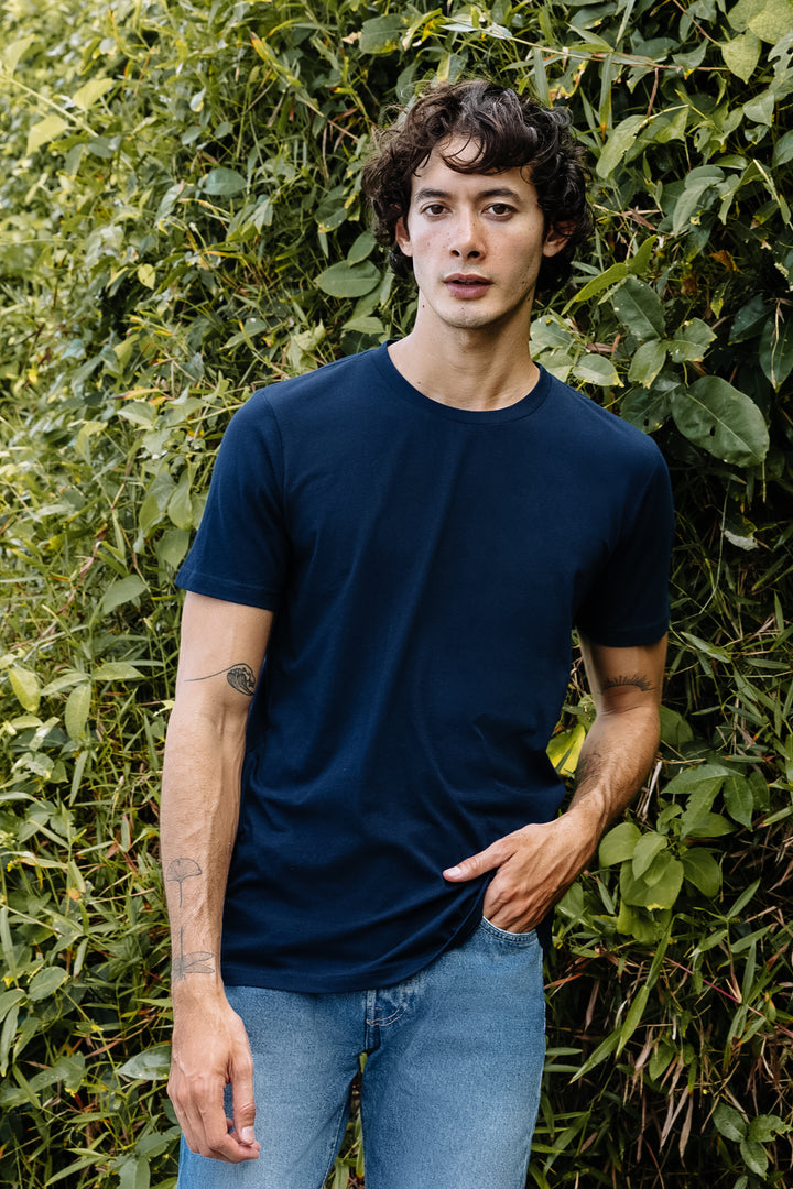 Cotton Crew T-shirt in Navy